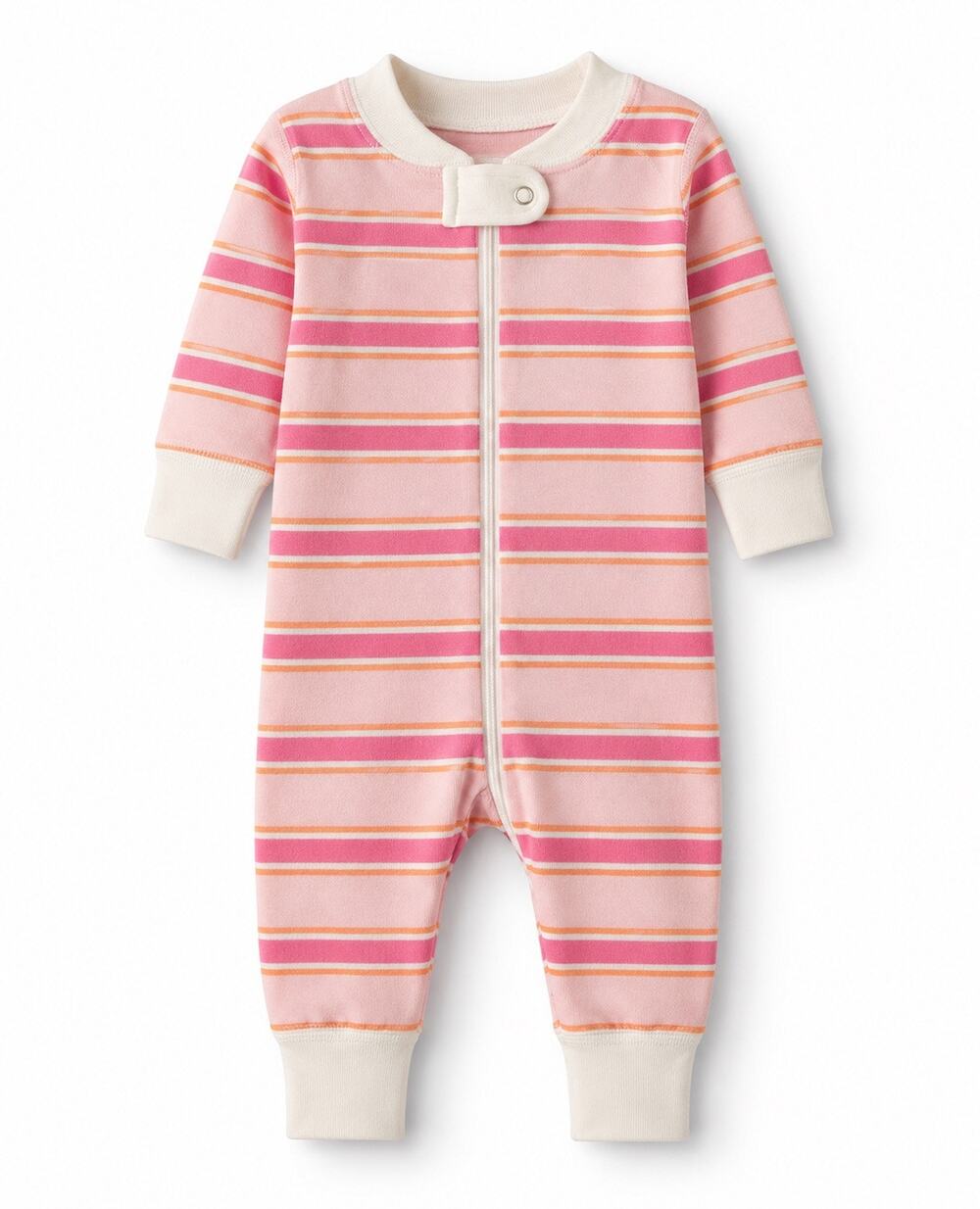 Hanna Andersson Organic Cotton Baby pink stripe Zip Sleeper 50 cm 0-6 months